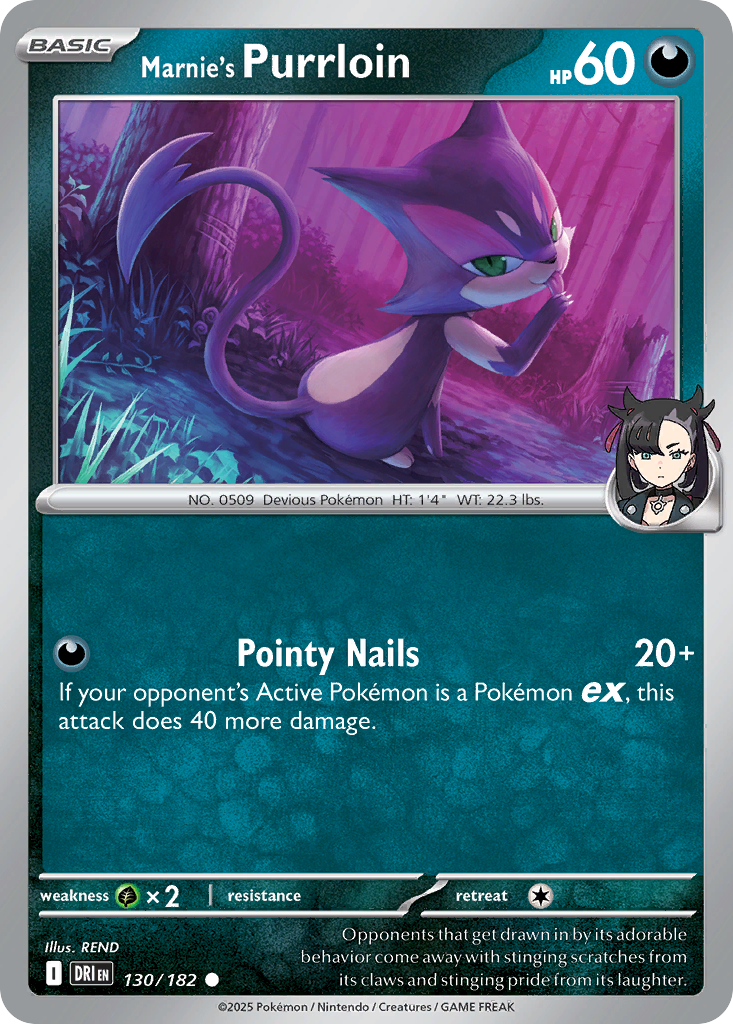 Marnie's Purrloin – Destined Rivals 130/182 Pokémon card