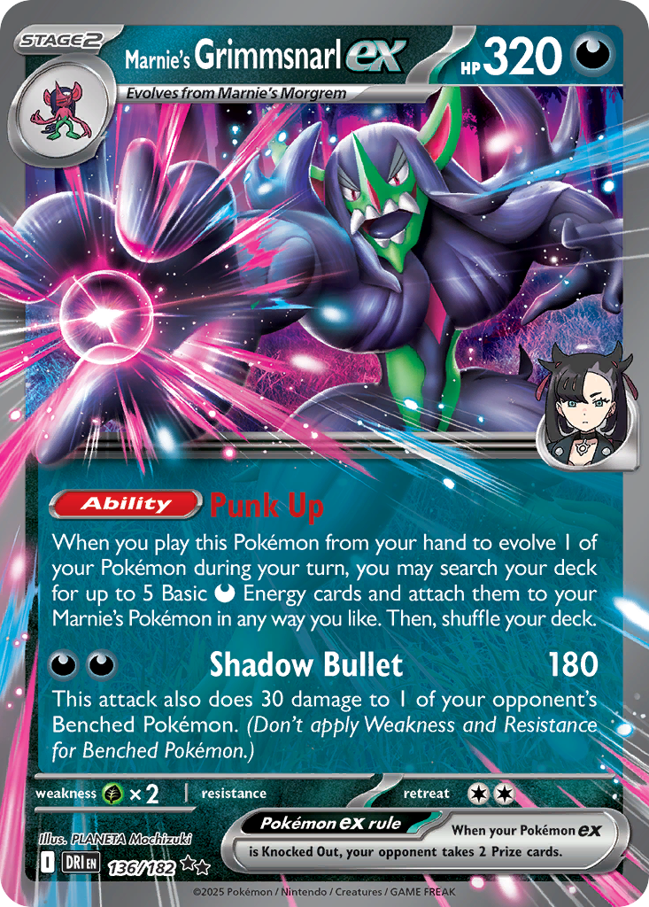 Marnie's Grimmsnarl ex – Destined Rivals 136/182 Pokémon card