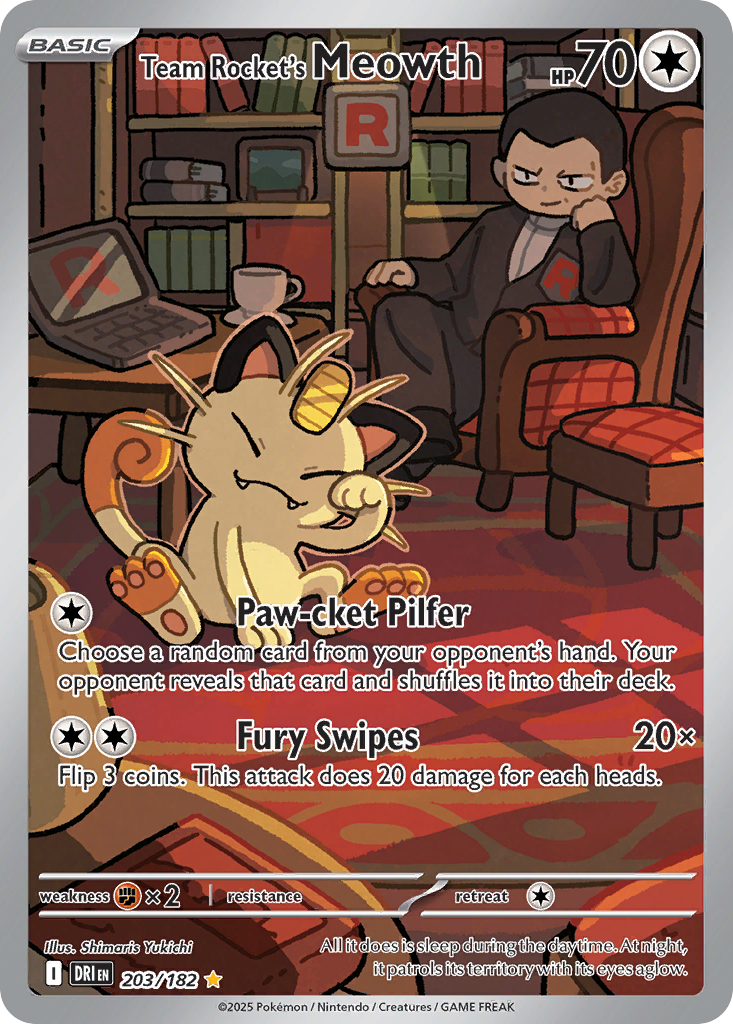 Team Rocket's Meowth – Destined Rivals 203/182 Pokémon card