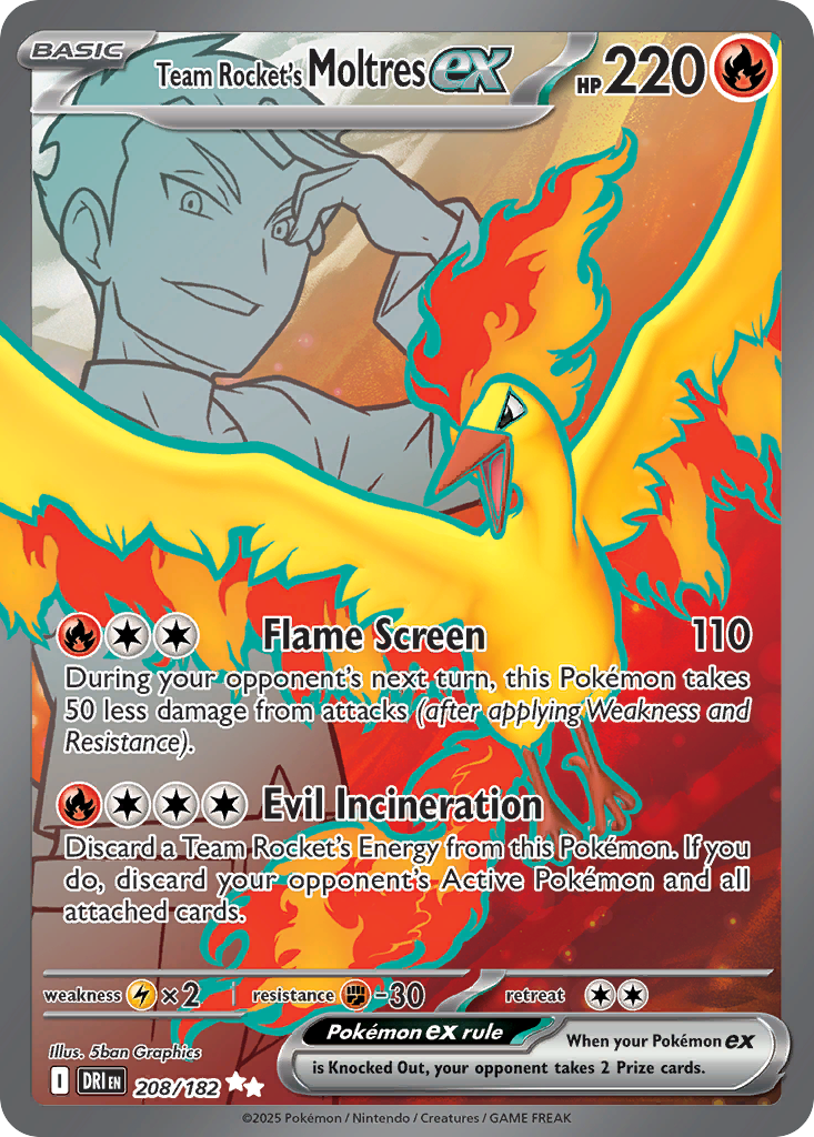 Team Rocket's Moltres ex – Destined Rivals 208/182 Pokémon card