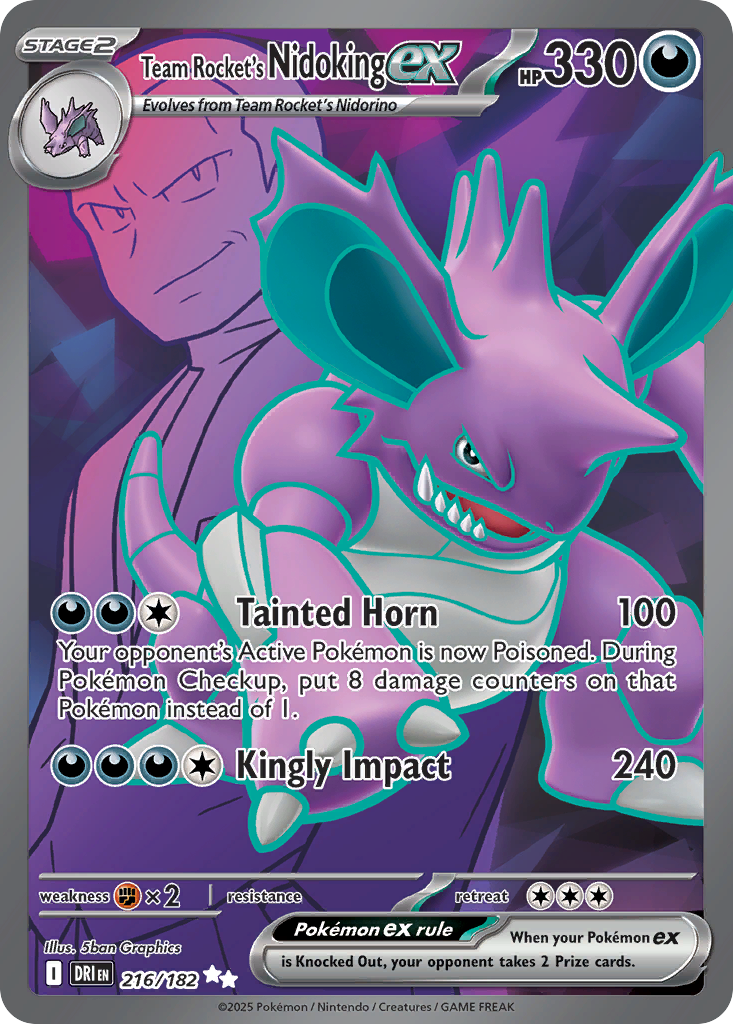 Team Rocket's Nidoking ex – Destined Rivals 216/182 Pokémon card
