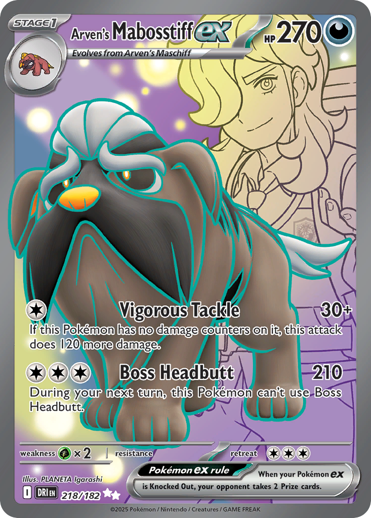 Arven's Mabosstiff ex – Destined Rivals 218/182 Pokémon card