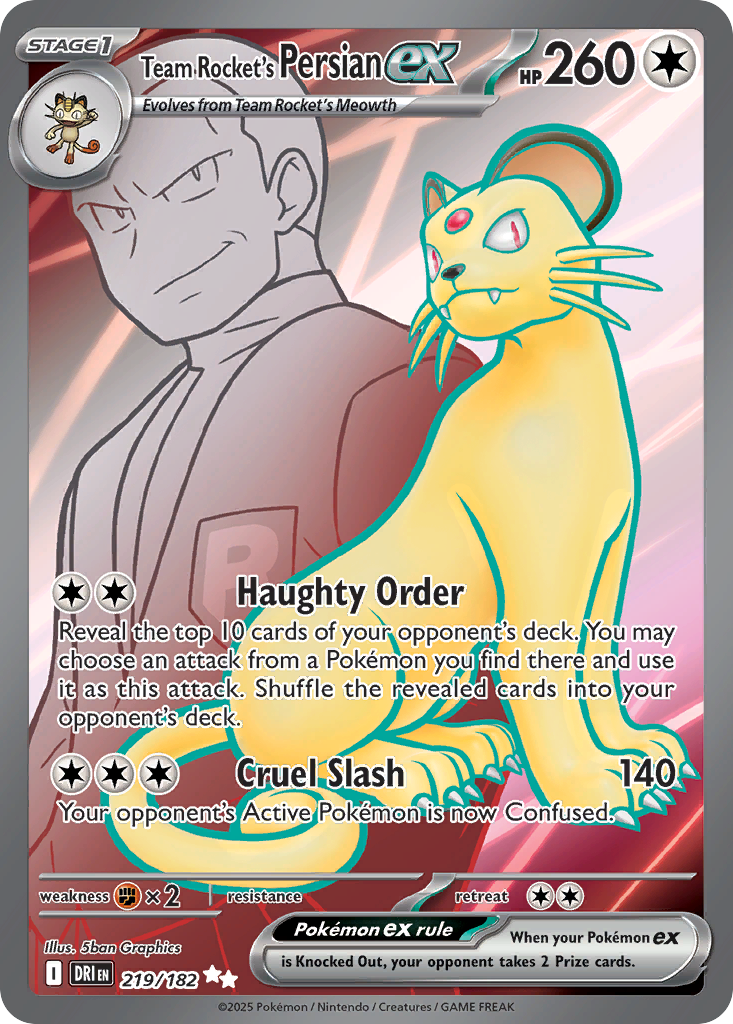 Team Rocket's Persian ex – Destined Rivals 219/182 Pokémon card