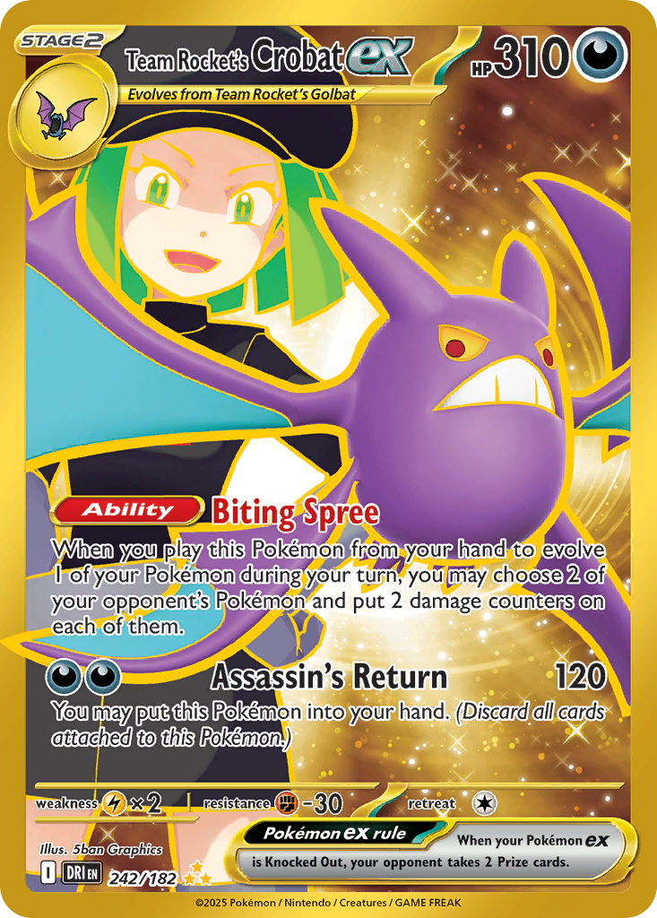 Team Rocket's Crobat ex – Destined Rivals 242/182 Pokémon card