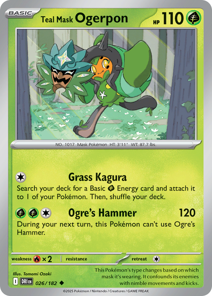 Teal Mask Ogerpon – Destined Rivals 026/182 Pokémon card