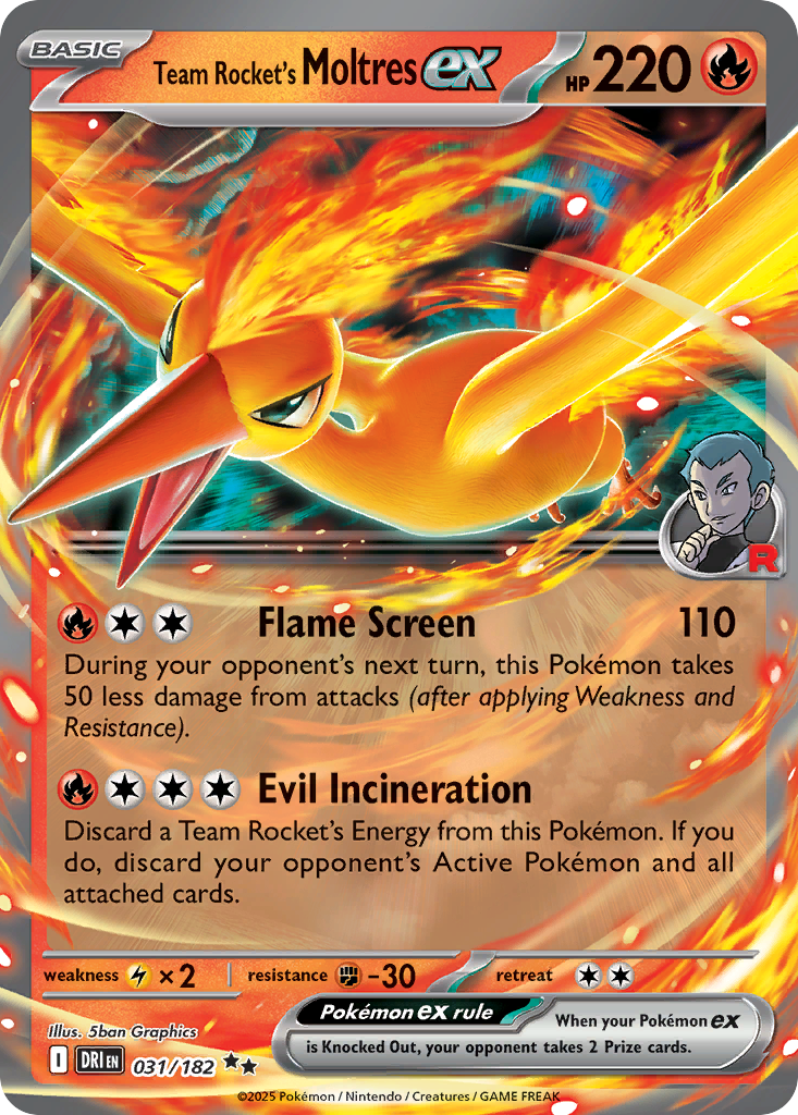 Team Rocket's Moltres ex – Destined Rivals 031/182 Pokémon card