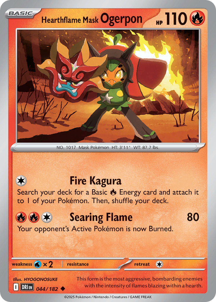 Hearthflame Mask Ogerpon – Destined Rivals 044/182 Pokémon card
