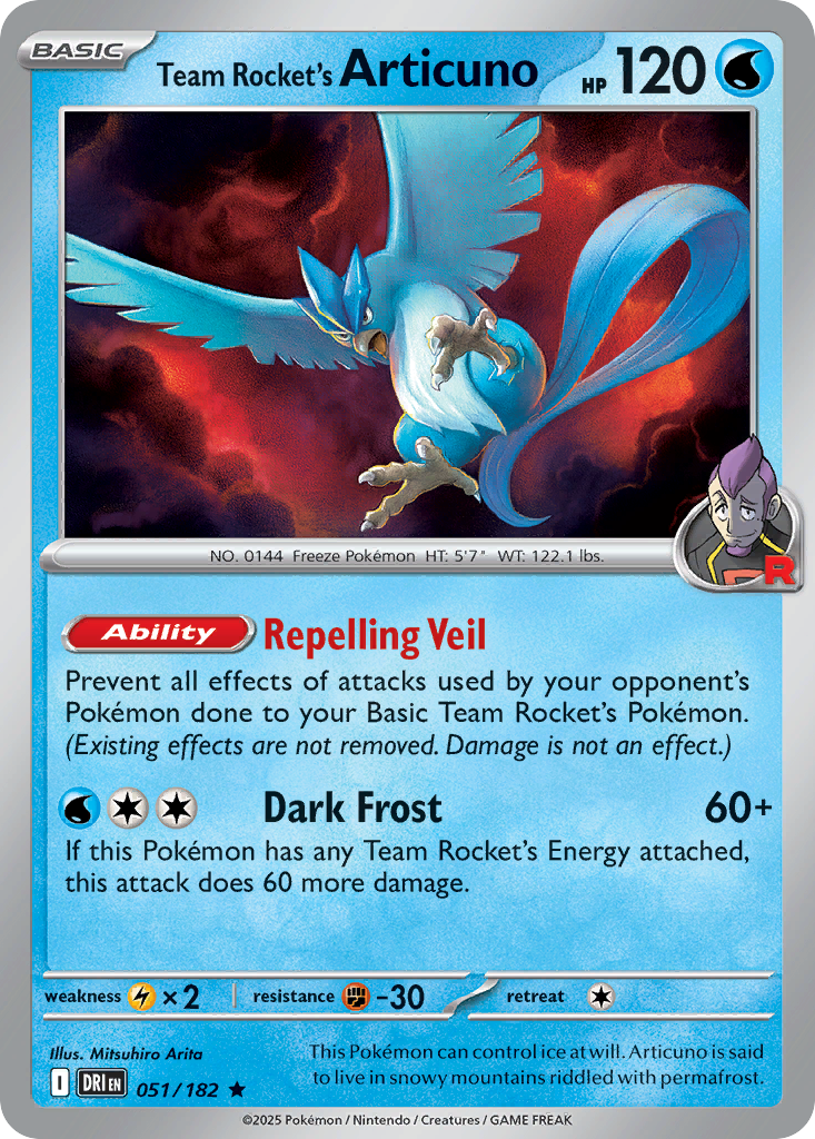 Team Rocket's Articuno – Destined Rivals 051/182 Pokémon card