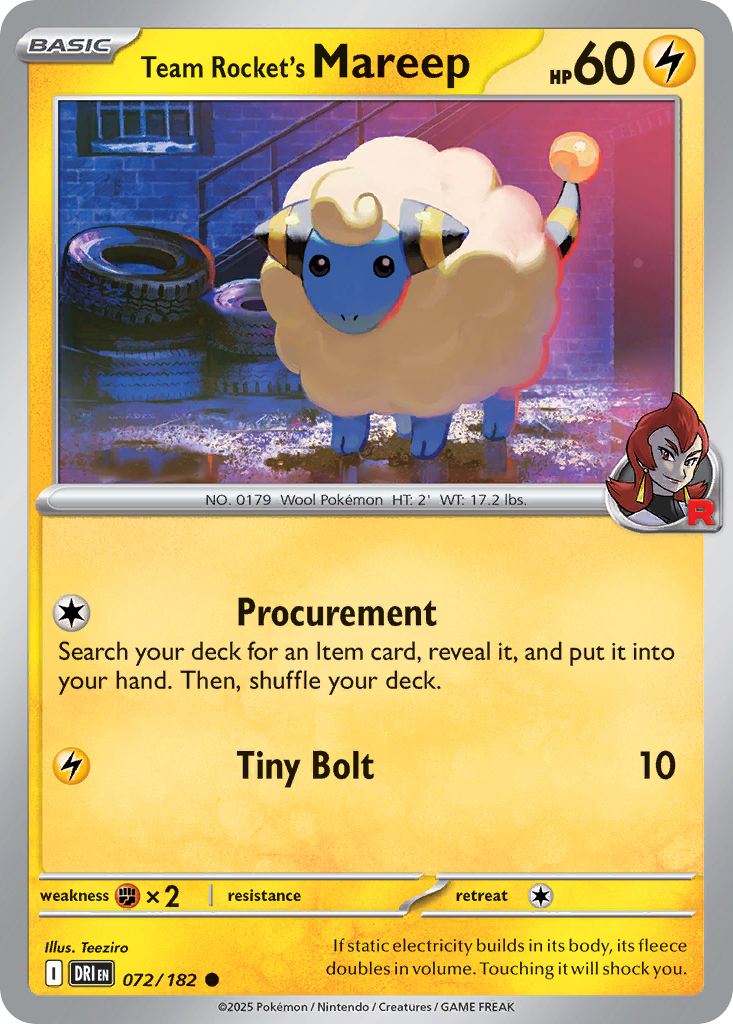 Team Rocket's Mareep – Destined Rivals 072/182 Pokémon card