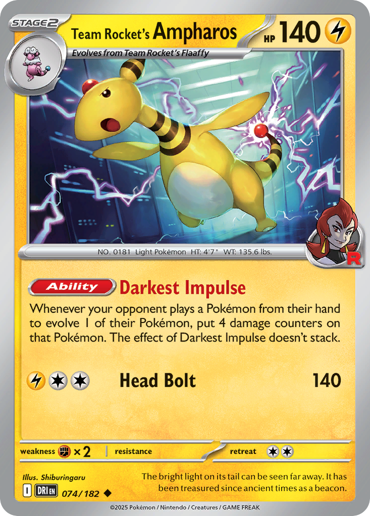 Team Rocket's Ampharos – Destined Rivals 074/182 Pokémon card