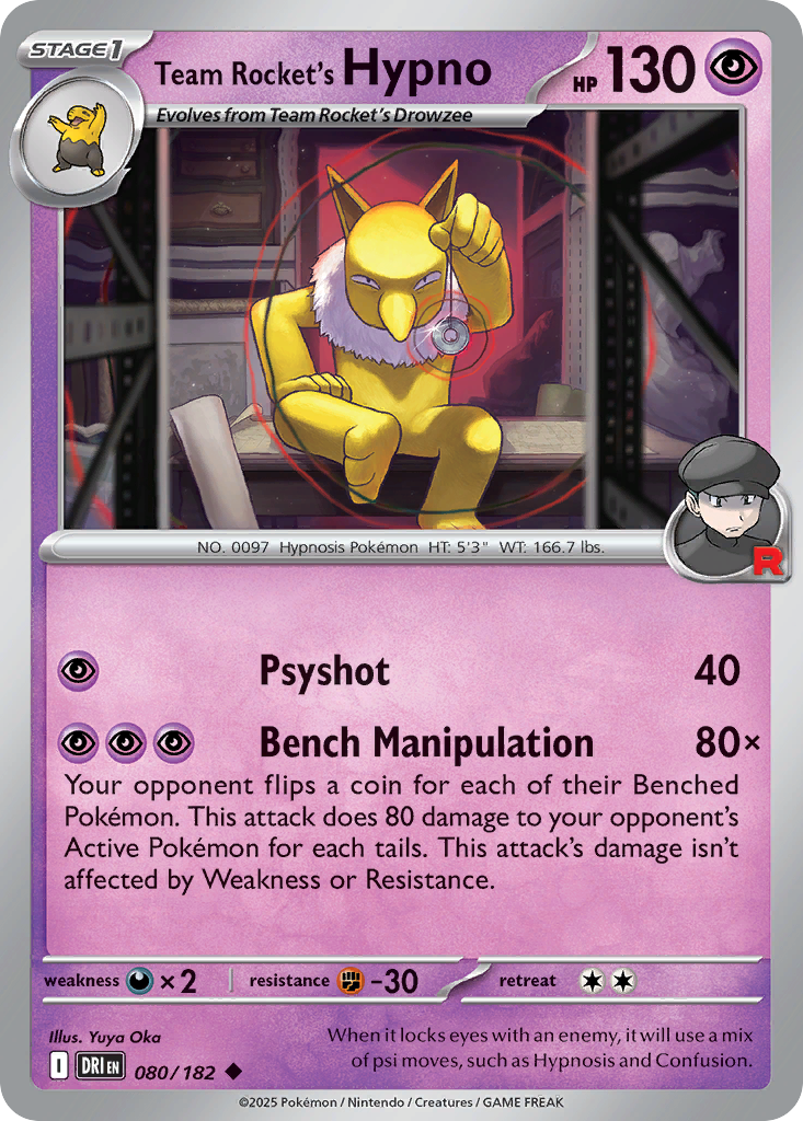 Team Rocket's Hypno – Destined Rivals 080/182 Pokémon card