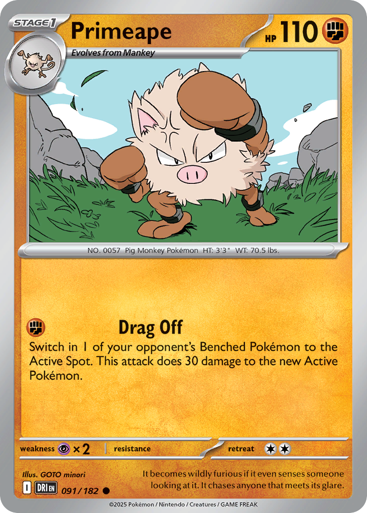 Primeape – Destined Rivals 091/182 Pokémon card