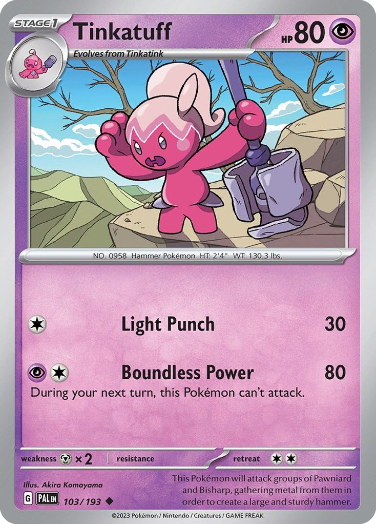 Tinkatuff – Paldea Evolved 103/193 Pokémon card