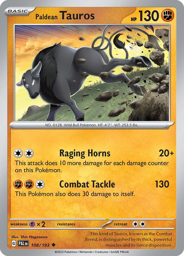 Paldean Tauros – Paldea Evolved 108/193 Pokémon card