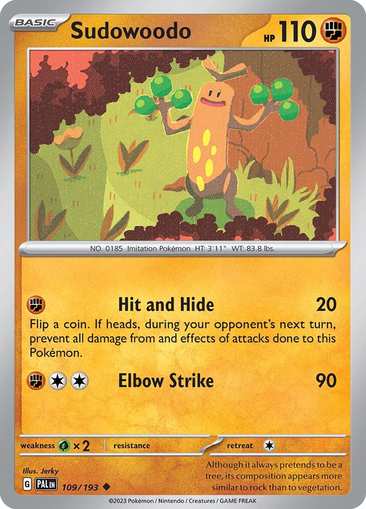 Sudowoodo – Paldea Evolved 109/193 Pokémon card