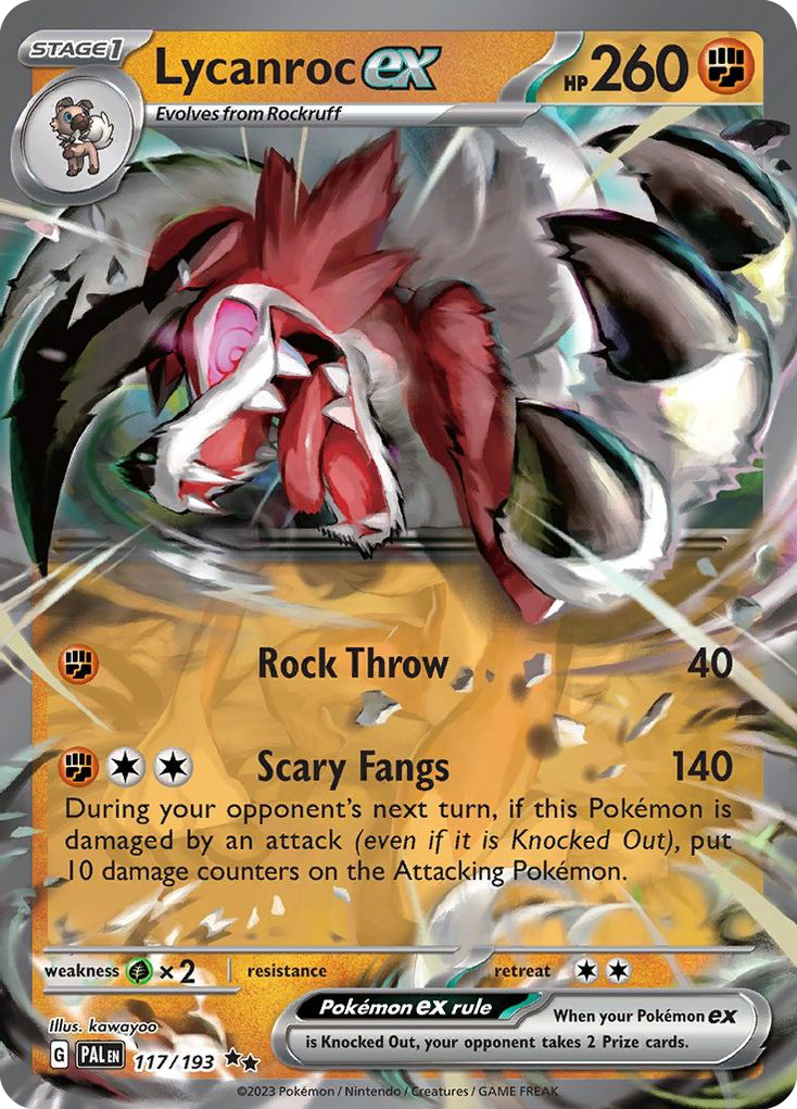 Lycanroc ex – Paldea Evolved 117/193 Pokémon card