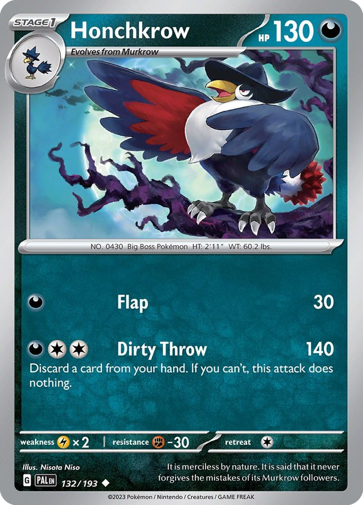 Honchkrow – Paldea Evolved 132/193 Pokémon card