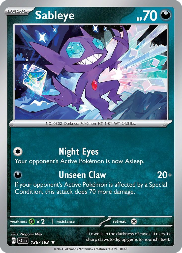 Sableye – Paldea Evolved 136/193 Pokémon card