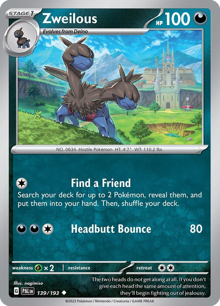Zweilous – Paldea Evolved 139/193 Pokémon card