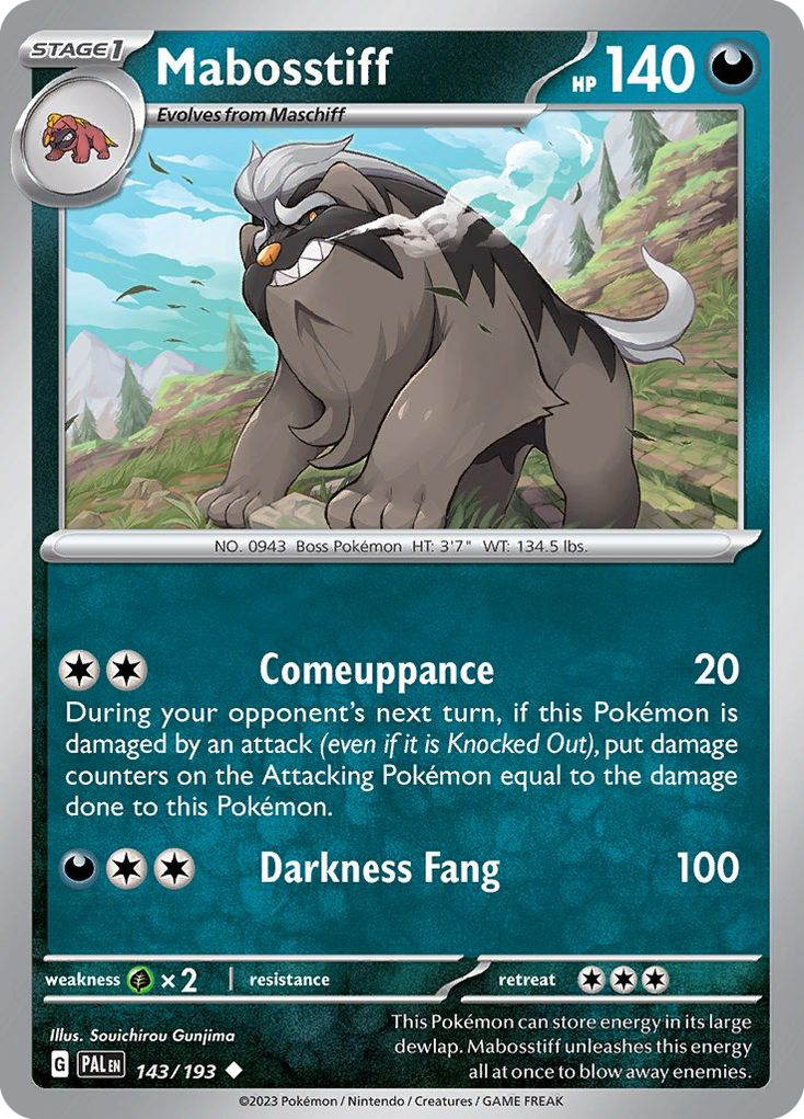 Mabosstiff – Paldea Evolved 143/193 Pokémon card