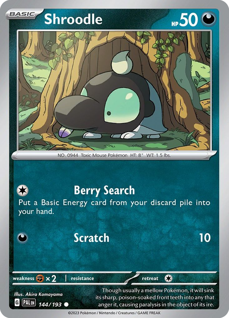 Shroodle – Paldea Evolved 144/193 Pokémon card