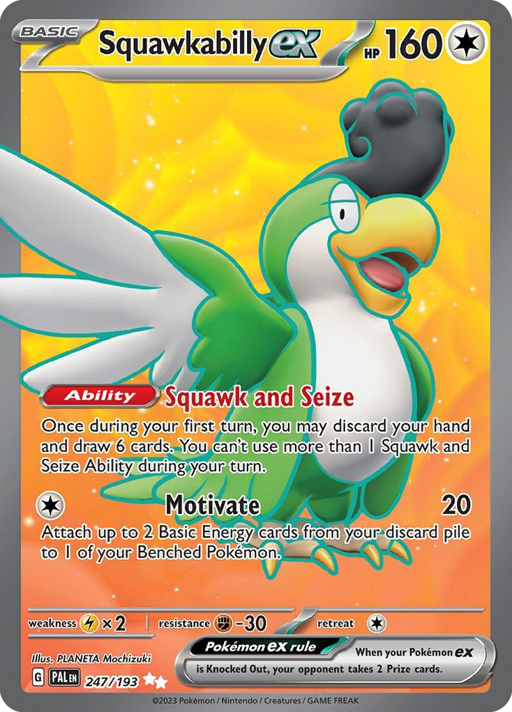Squawkabilly ex – Paldea Evolved 247/193 Pokémon card