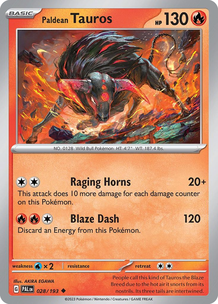 Paldean Tauros – Paldea Evolved 028/193 Pokémon card