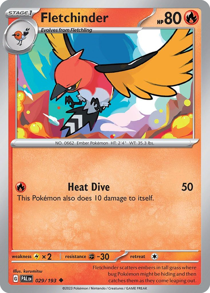 Fletchinder – Paldea Evolved 029/193 Pokémon card