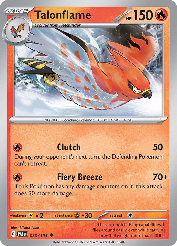 Talonflame – Paldea Evolved 030/193 Pokémon card