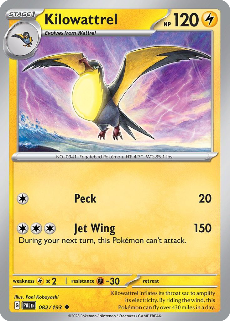 Kilowattrel – Paldea Evolved 082/193 Pokémon card