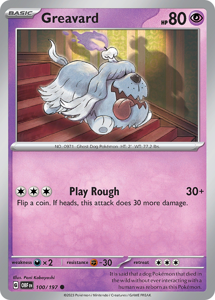 Greavard – Obsidian Flames 100/197 Pokémon card