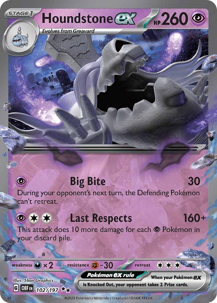 Houndstone ex – Obsidian Flames 102/197 Pokémon card