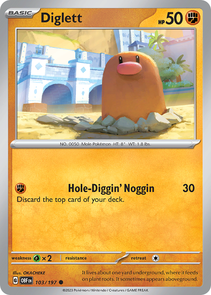 Diglett – Obsidian Flames 103/197 Pokémon card