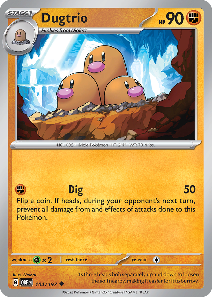 Dugtrio – Obsidian Flames 104/197 Pokémon card