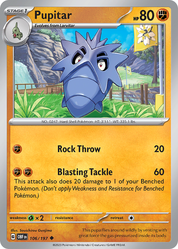 Pupitar – Obsidian Flames 106/197 Pokémon card
