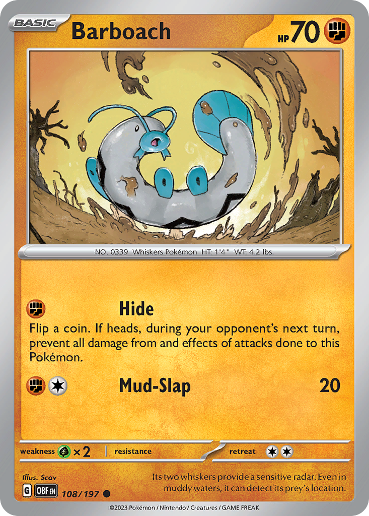 Barboach – Obsidian Flames 108/197 Pokémon card