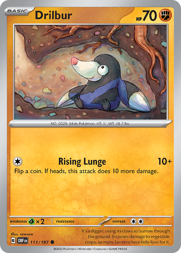 Drilbur – Obsidian Flames 111/197 Pokémon card