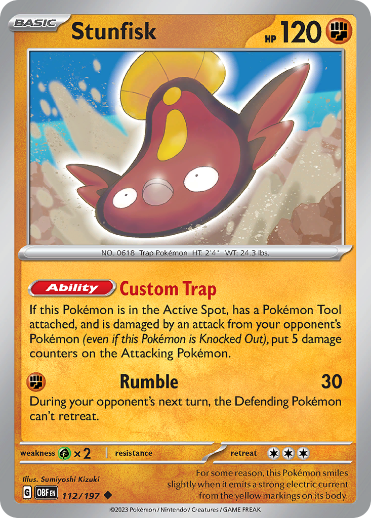 Stunfisk – Obsidian Flames 112/197 Pokémon card