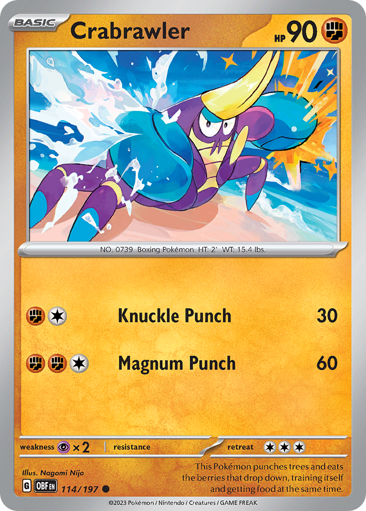 Crabrawler – Obsidian Flames 114/197 Pokémon card