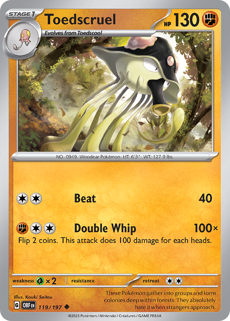 Toedscruel – Obsidian Flames 119/197 Pokémon card