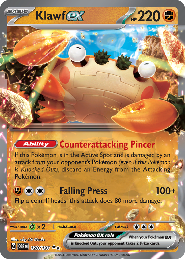 Klawf ex – Obsidian Flames 120/197 Pokémon card