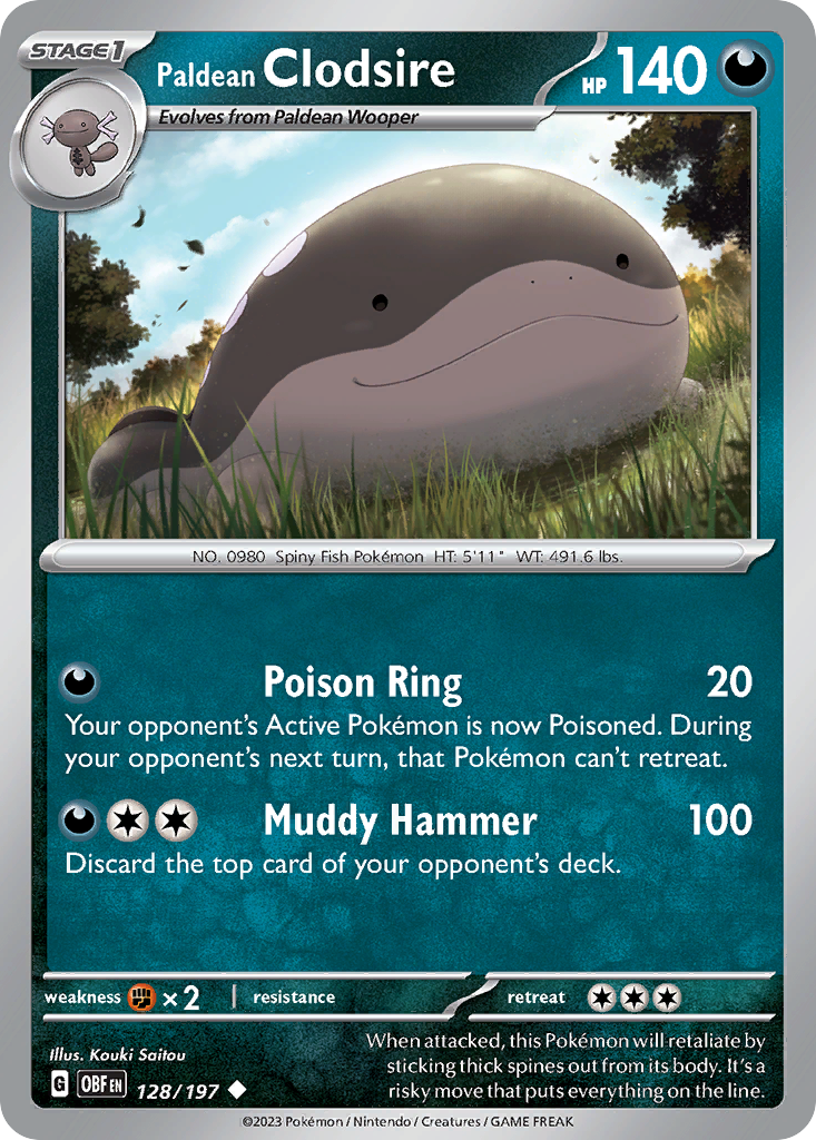 Paldean Clodsire – Obsidian Flames 128/197 Pokémon card