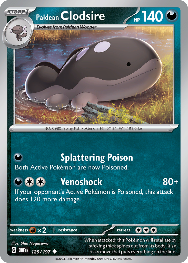 Paldean Clodsire – Obsidian Flames 129/197 Pokémon card