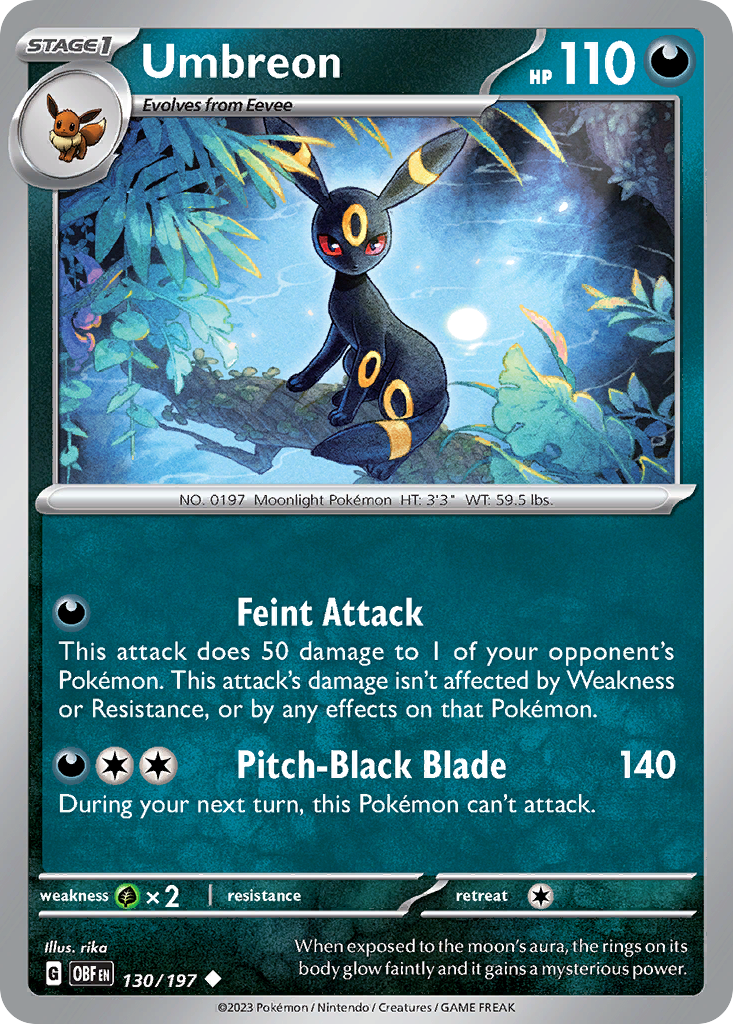 Umbreon – Obsidian Flames 130/197 Pokémon card