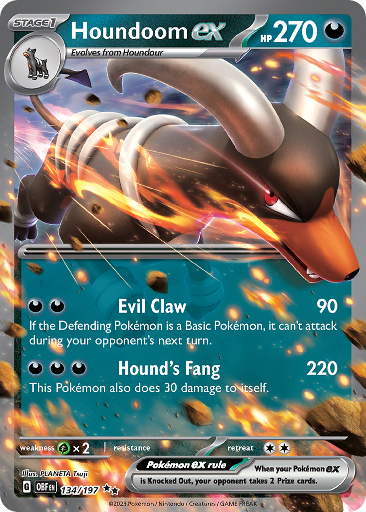 Houndoom ex – Obsidian Flames 134/197 Pokémon card