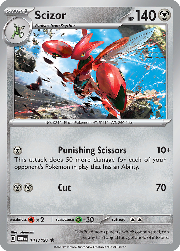 Scizor – Obsidian Flames 141/197 Pokémon card
