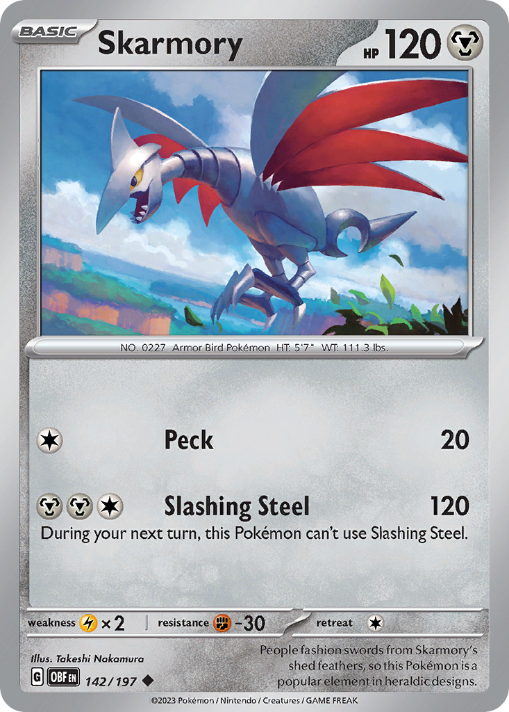 Skarmory – Obsidian Flames 142/197 Pokémon card