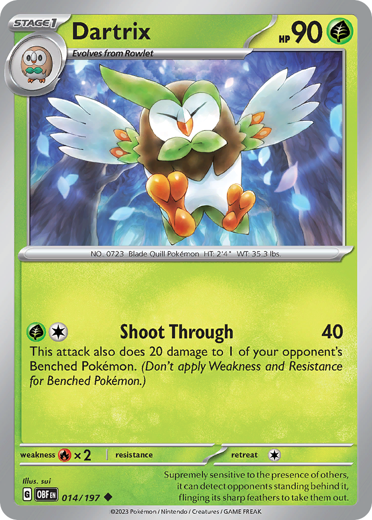 Dartrix – Obsidian Flames 014/197 Pokémon card