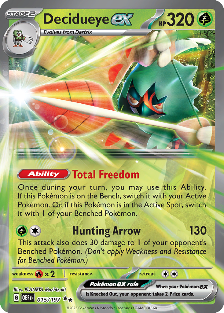 Decidueye ex – Obsidian Flames 015/197 Pokémon card