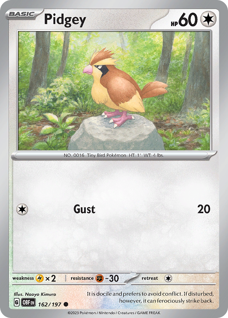 Pidgey – Obsidian Flames 162/197 Pokémon card